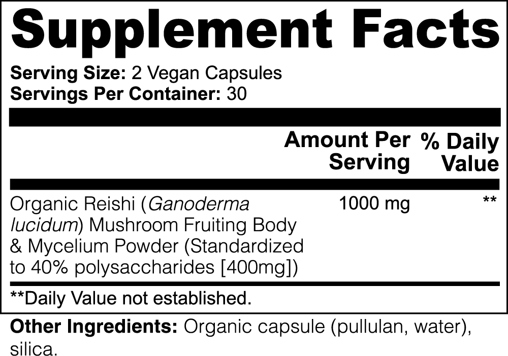 Reishi Mushroom 1000mg - Immune Support & Stress Relief